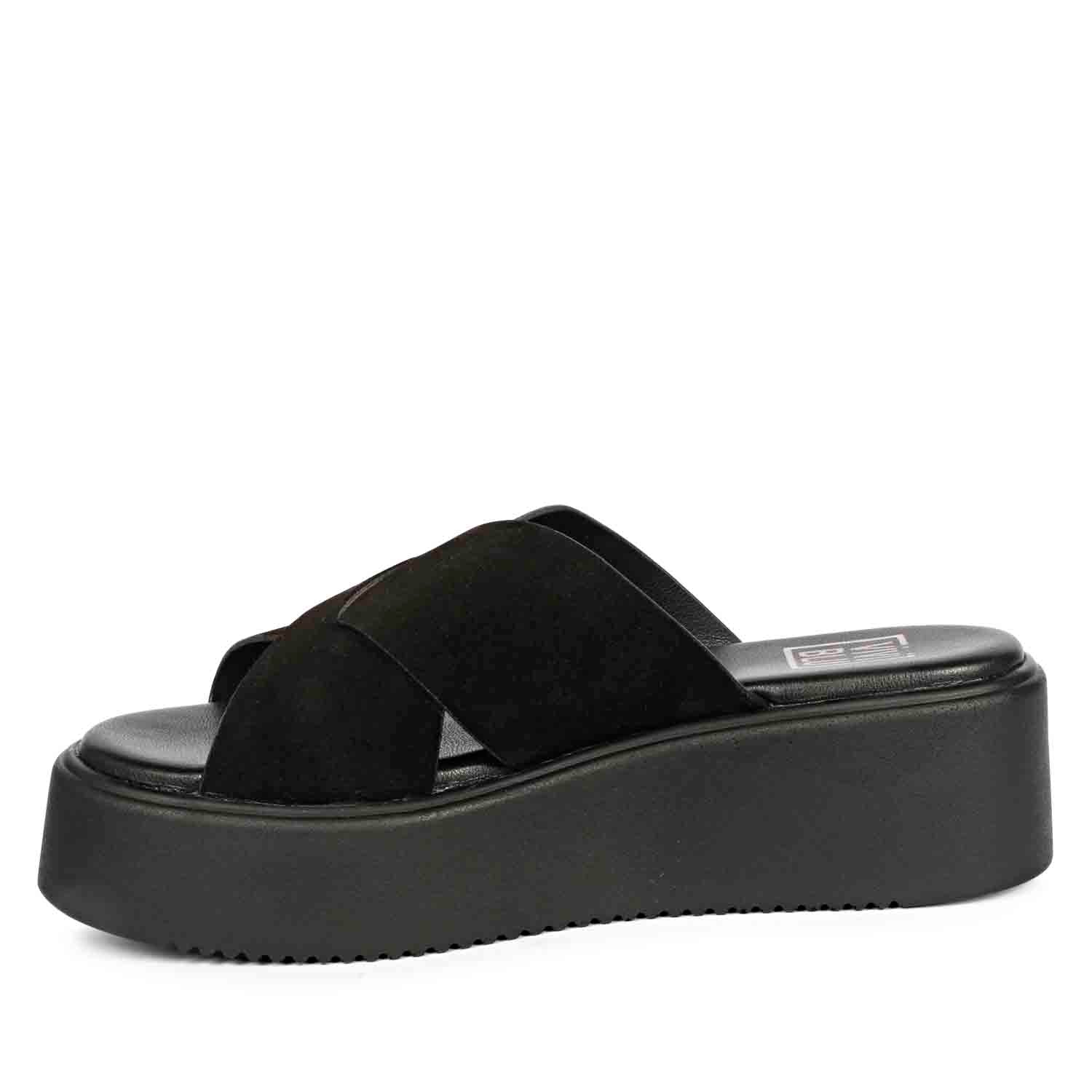 ViviBlu Black Leather Platform Sandals - Image 4