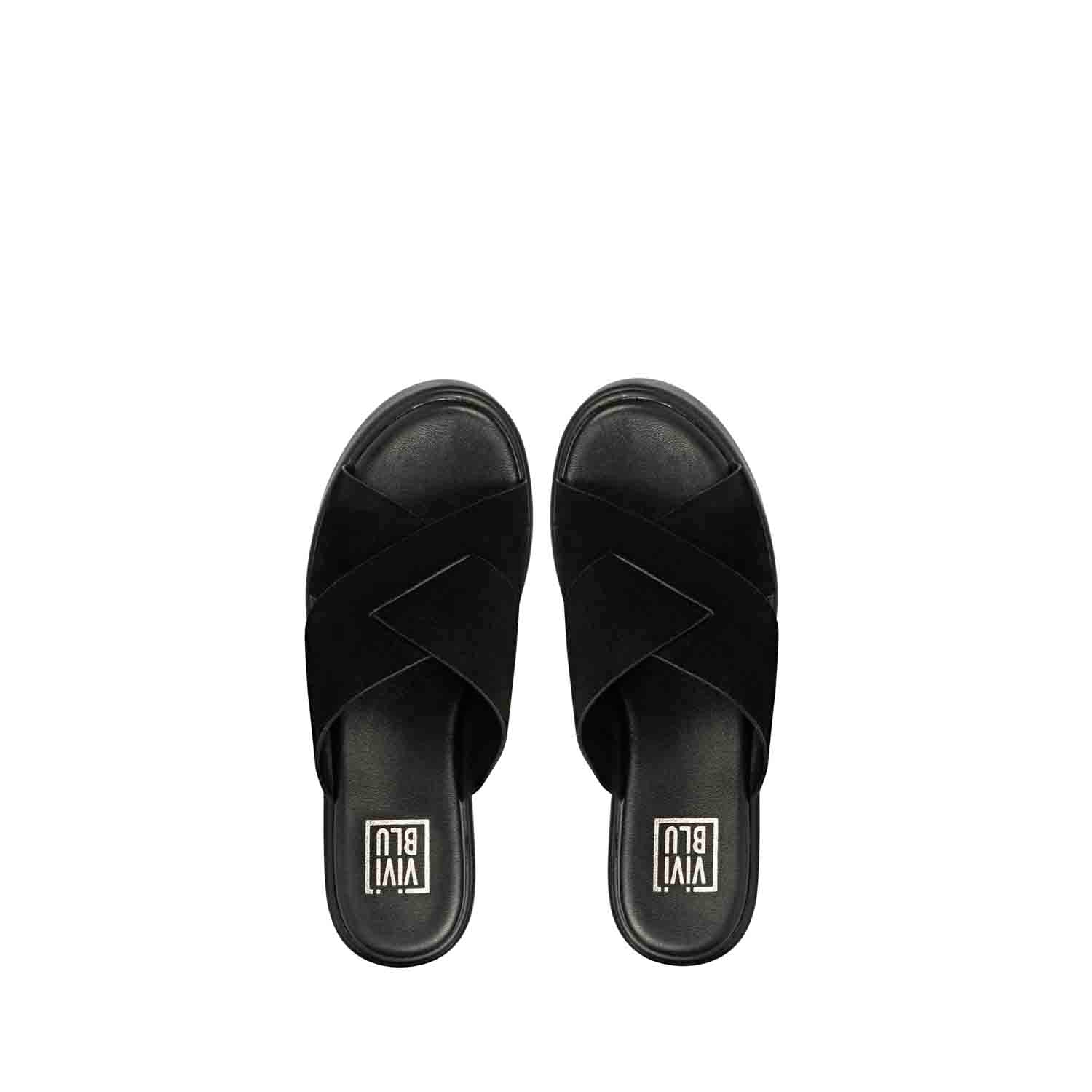 ViviBlu Black Leather Platform Sandals - Image 6