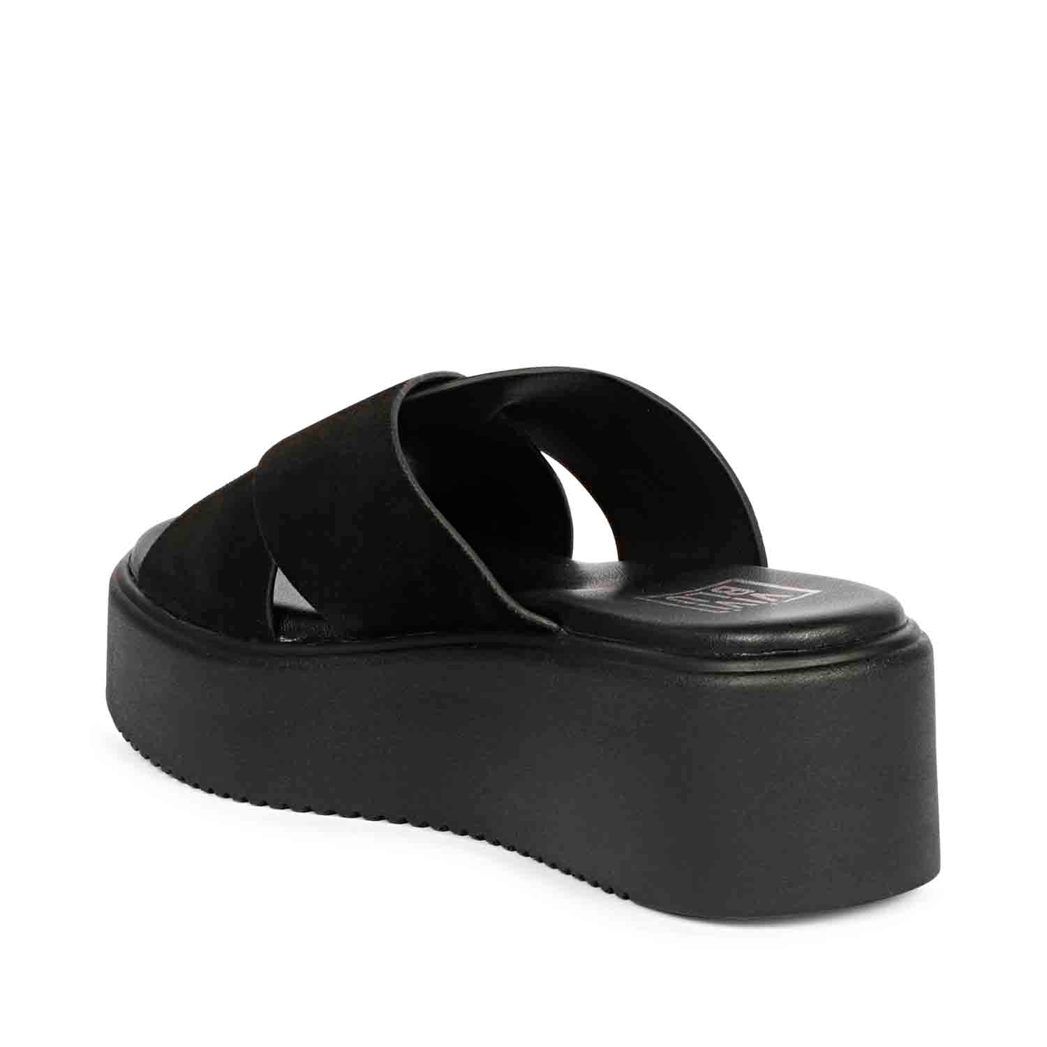 ViviBlu Black Leather Platform Sandals - Image 7