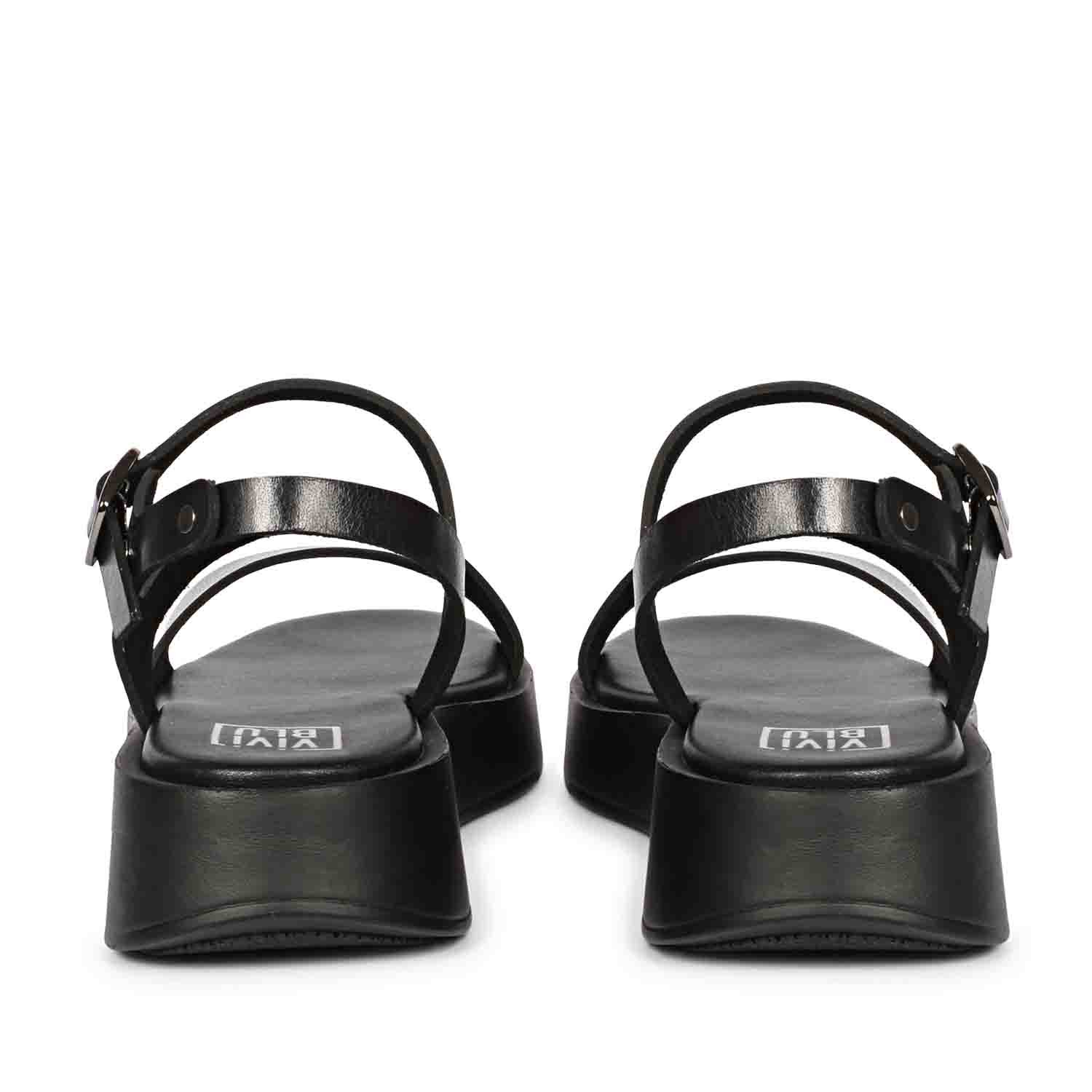 ViviBlu Black Leather Platform Sandals - Image 5