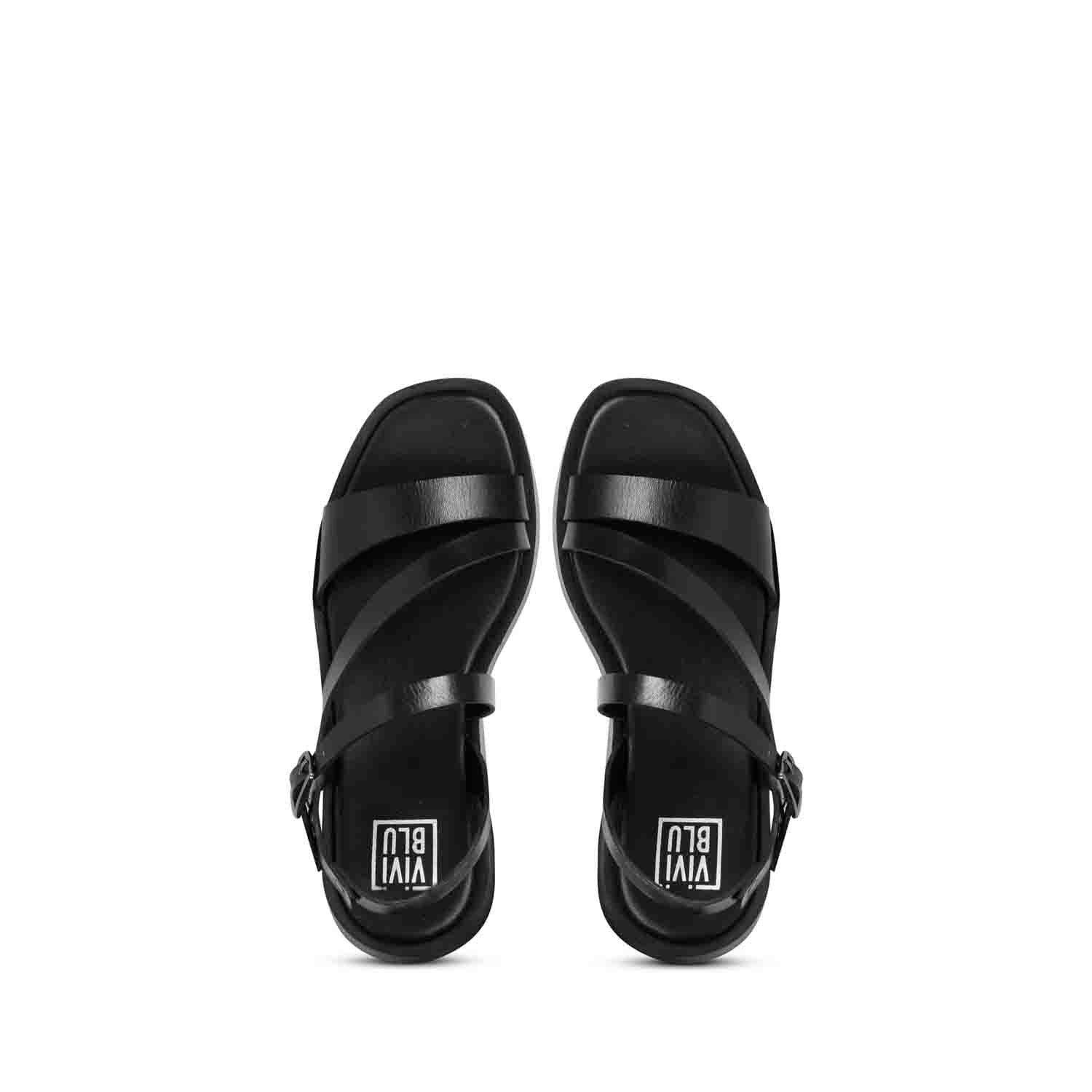 ViviBlu Black Leather Platform Sandals - Image 6