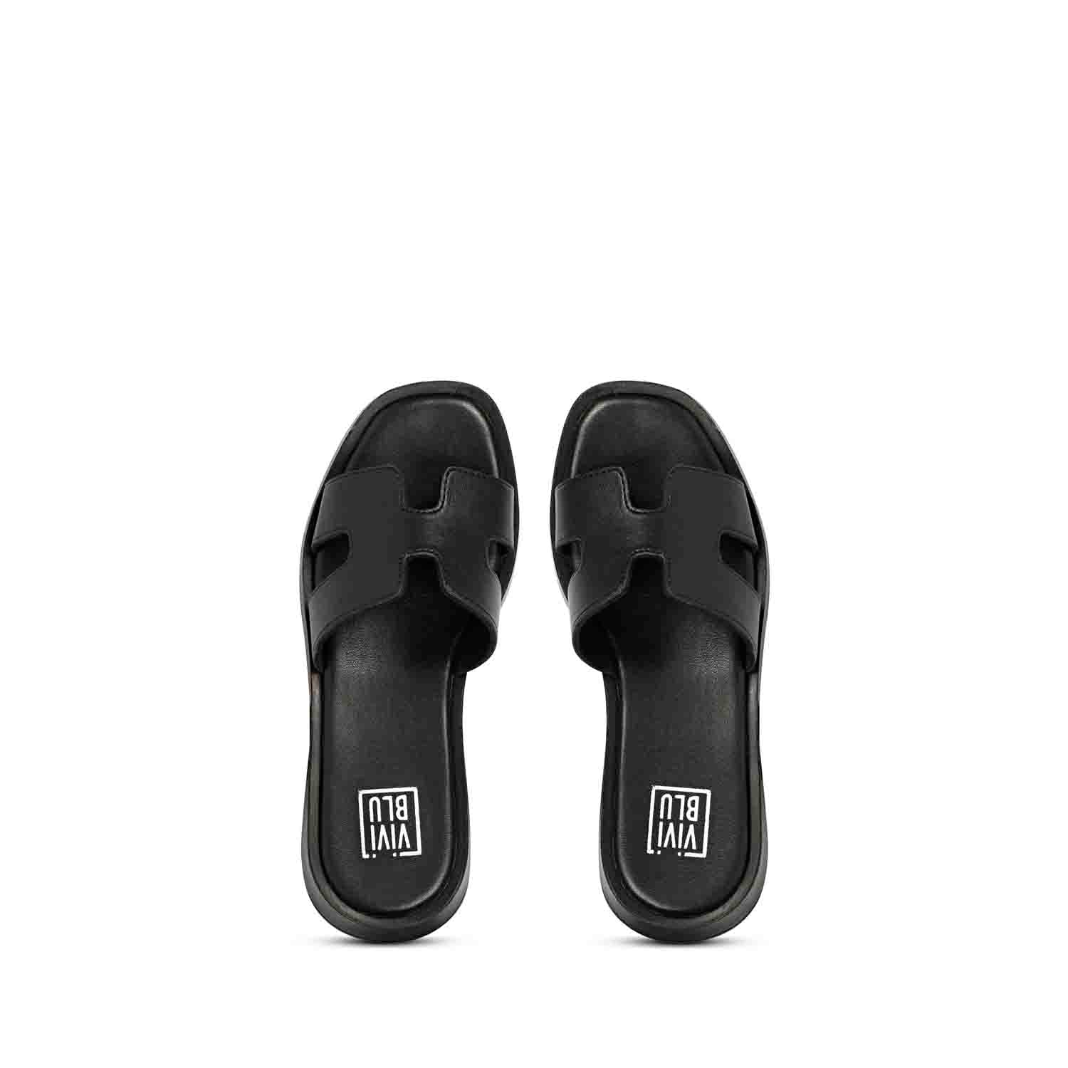 ViviBlu Black Leather Platform Sandals - Image 6