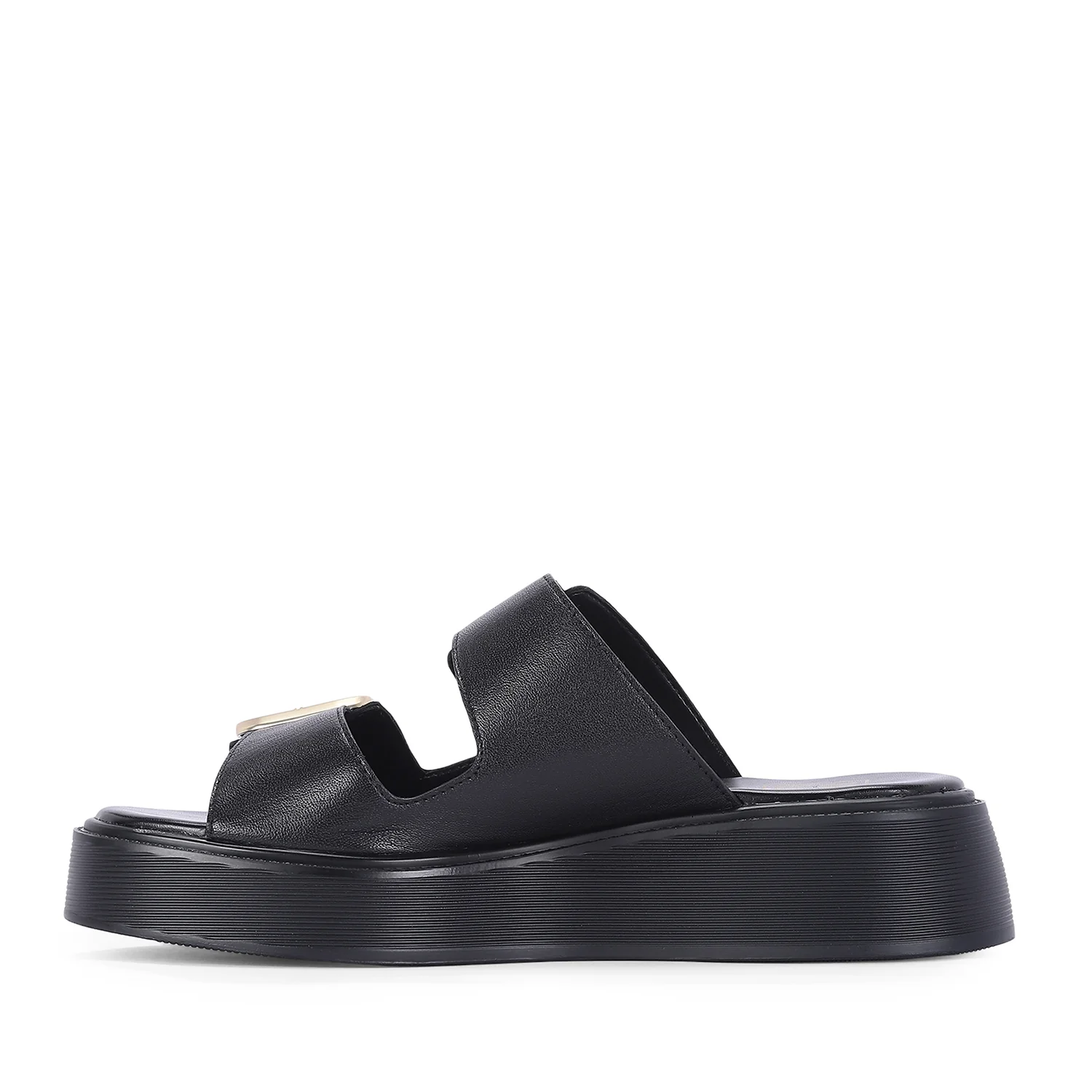 Fiorella Black Leather Platform Sandals - Image 3