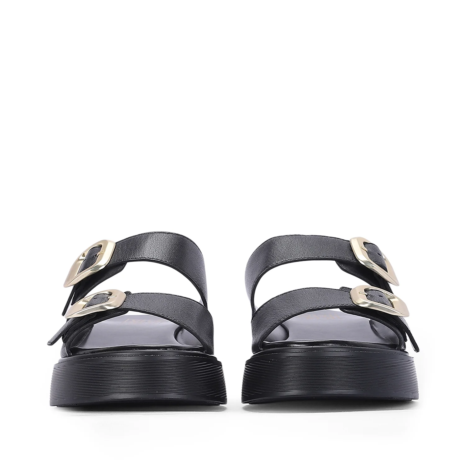 Fiorella Black Leather Platform Sandals - Image 4