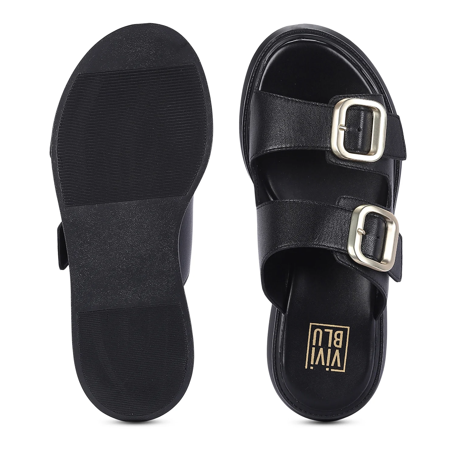 Fiorella Black Leather Platform Sandals - Image 6