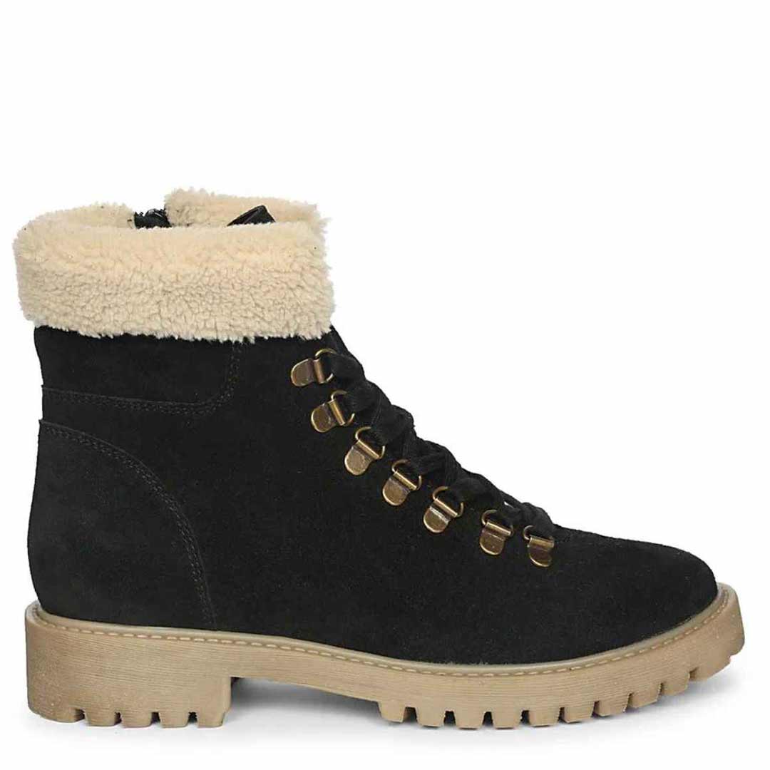 Isola Black Suede Leather Ankle Boots