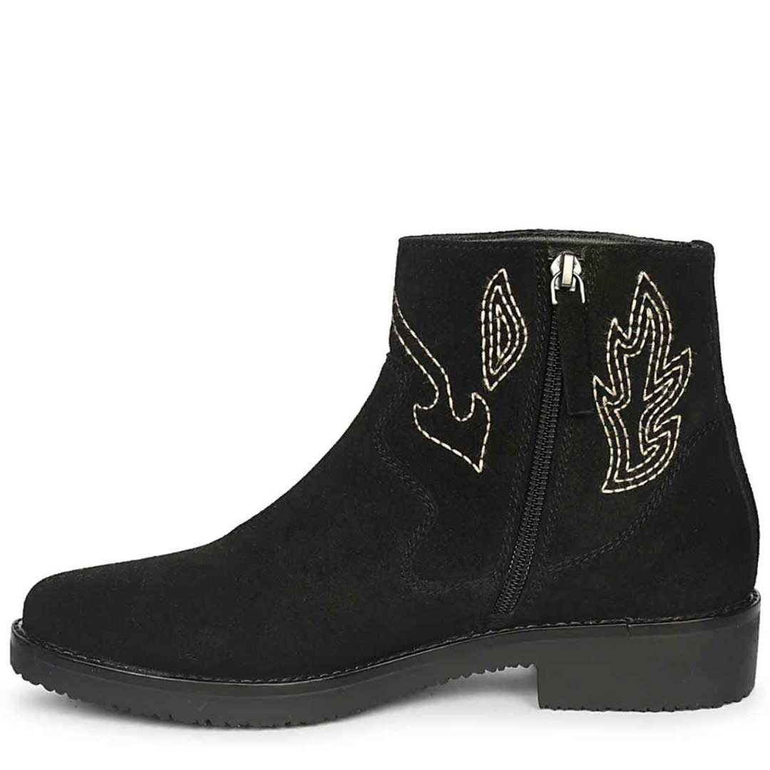 Alessa Black Suede Leather Ankle Boots - Image 3