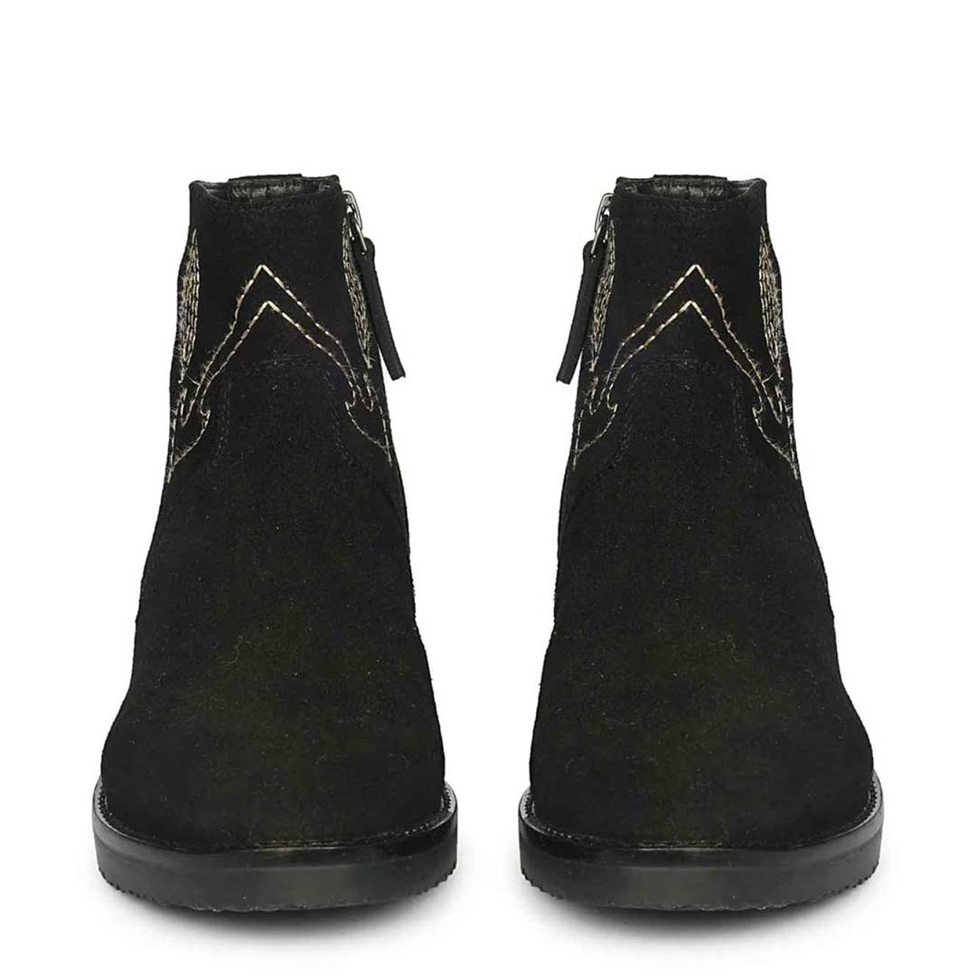 Alessa Black Suede Leather Ankle Boots - Image 4