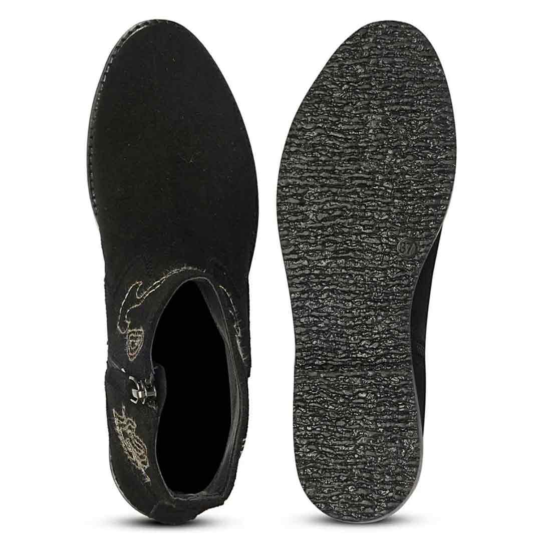 Alessa Black Suede Leather Ankle Boots - Image 5