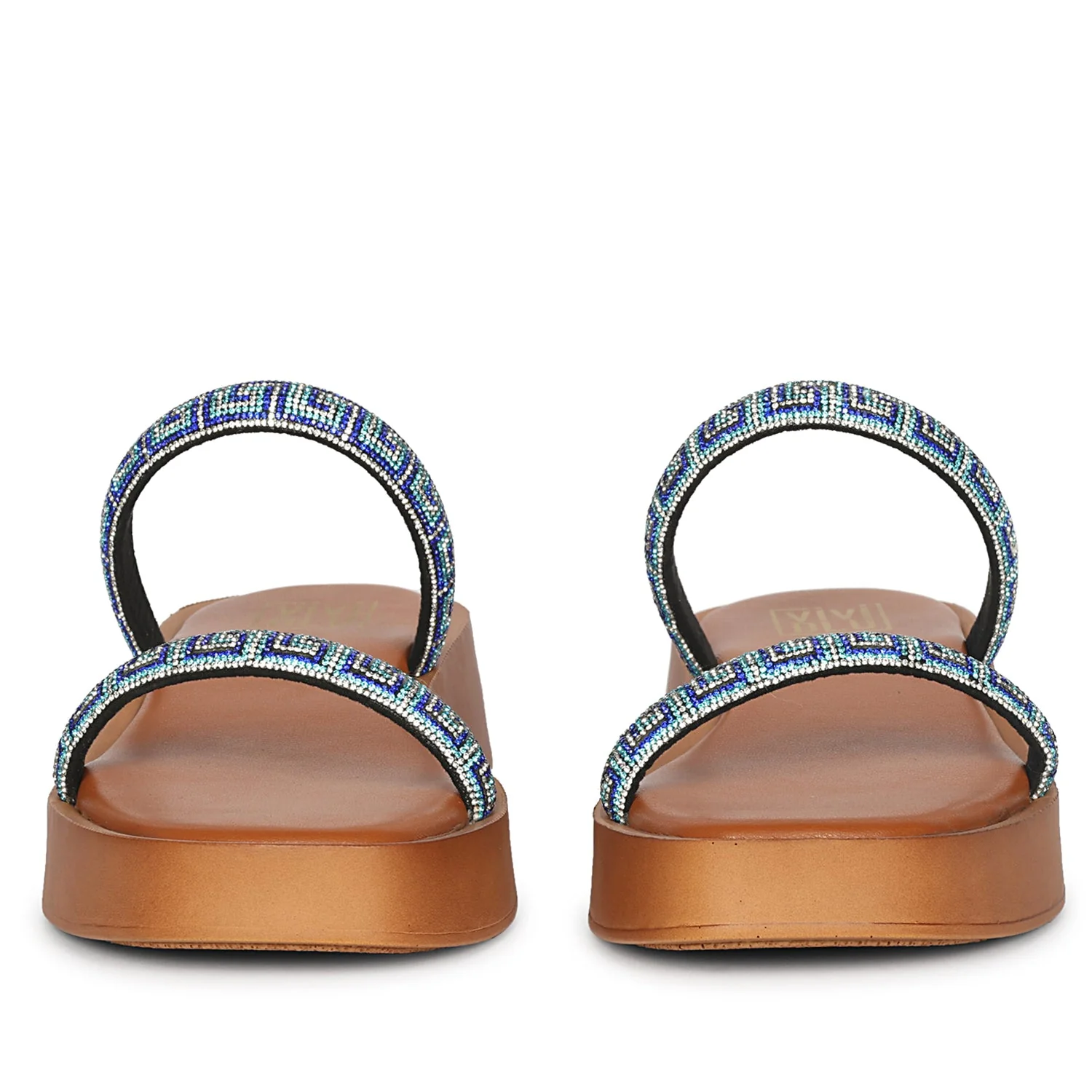 Adelina Blue Leather Platform Sandals - Image 4