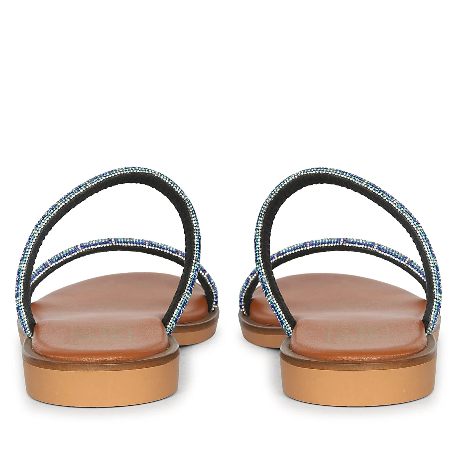 Evelina Blue Flat Sandals - Image 4