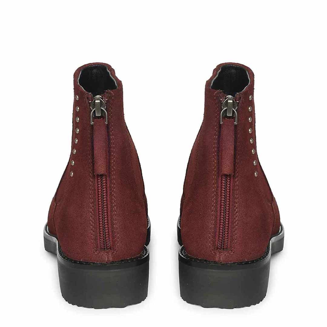 Giada Burgundy Suede Leather Ankle Boots - Image 5