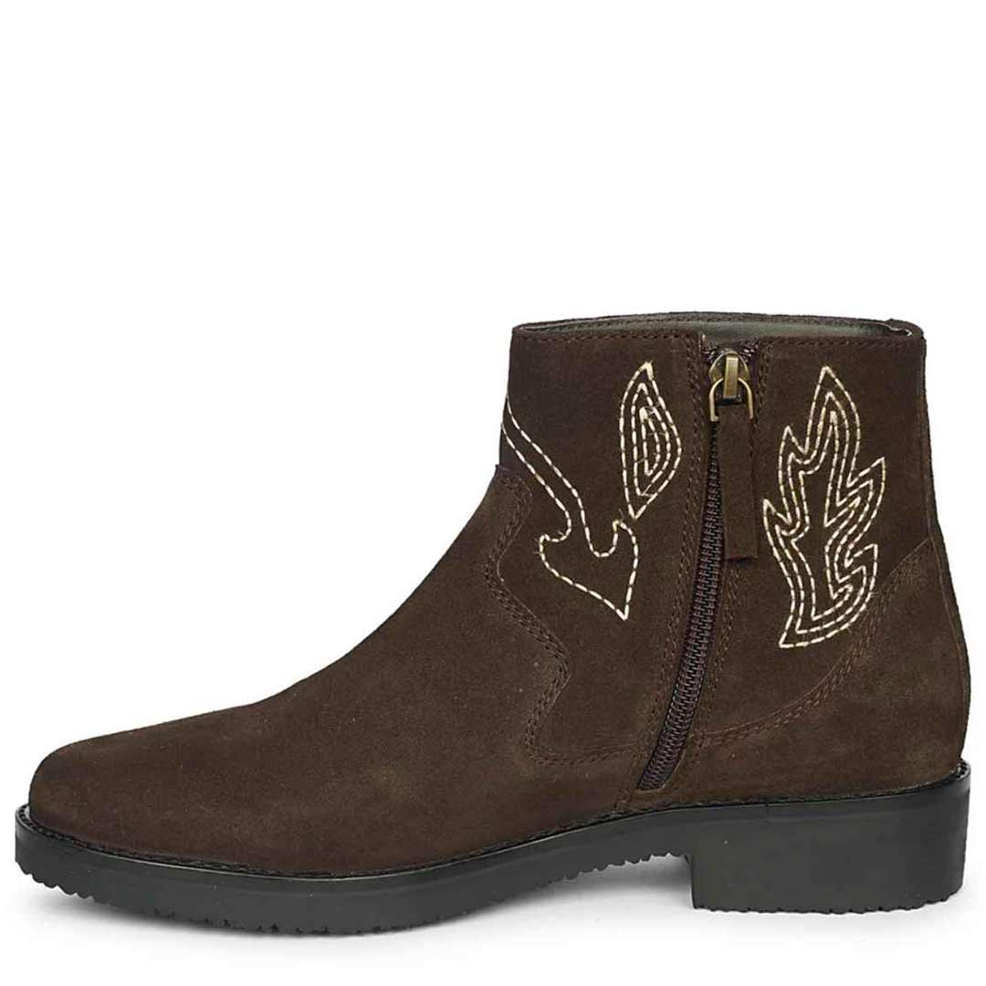 Alessa Dark Brown Suede Leather Ankle Boots - Image 3