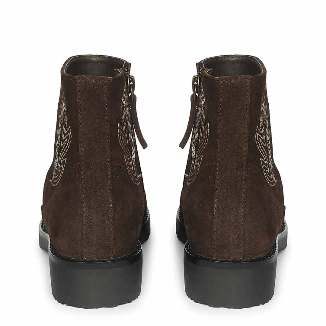 Alessa Dark Brown Suede Leather Ankle Boots - Image 5