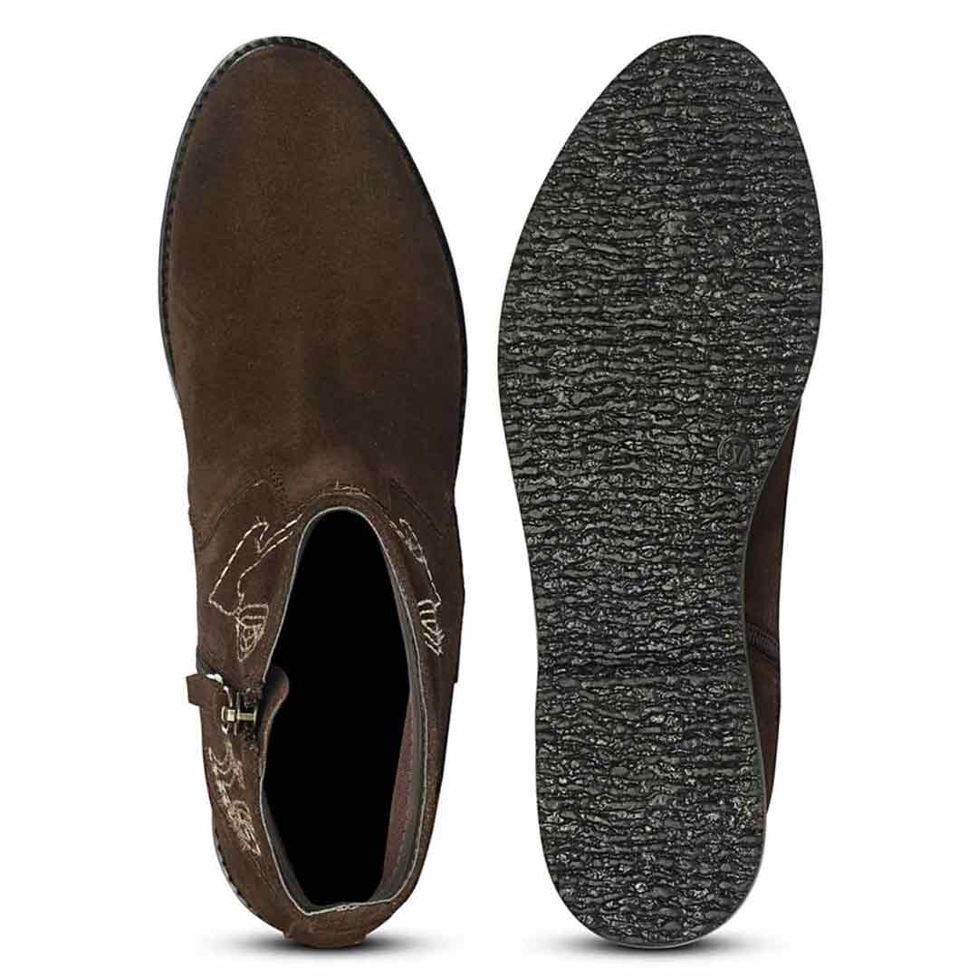 Alessa Dark Brown Suede Leather Ankle Boots - Image 6