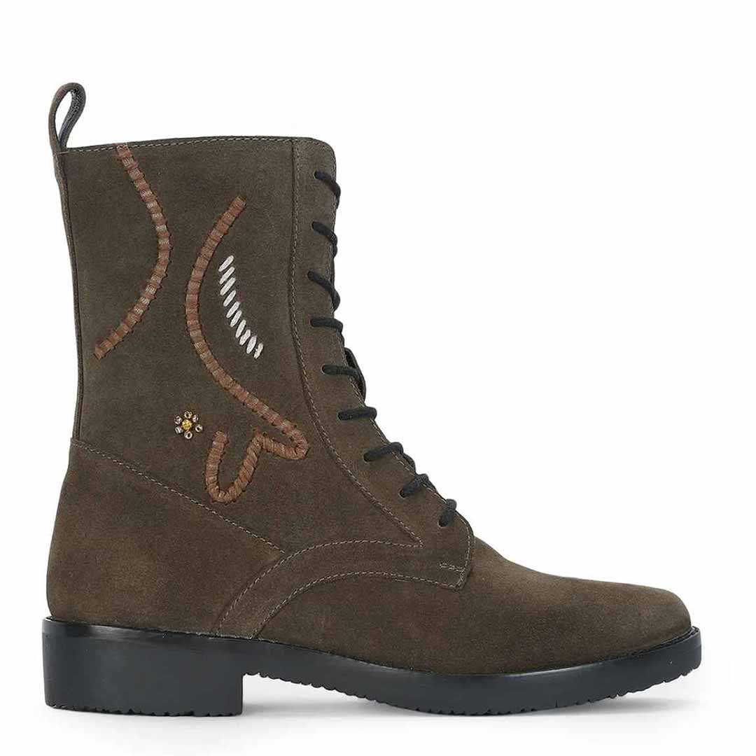 Siena Forest Green Suede Leather Ankle Boots