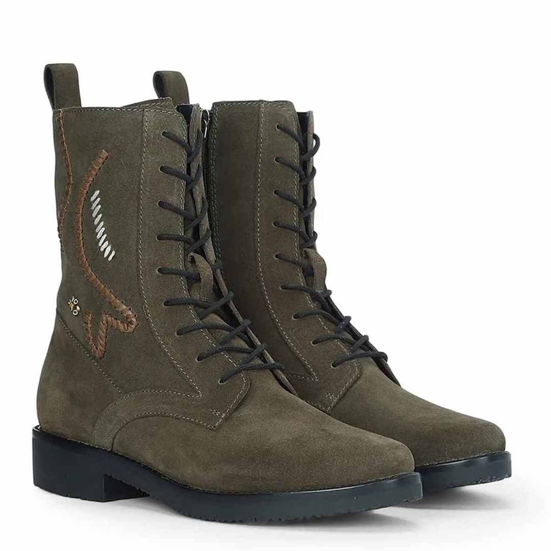 Siena Forest Green Suede Leather Ankle Boots - Image 3