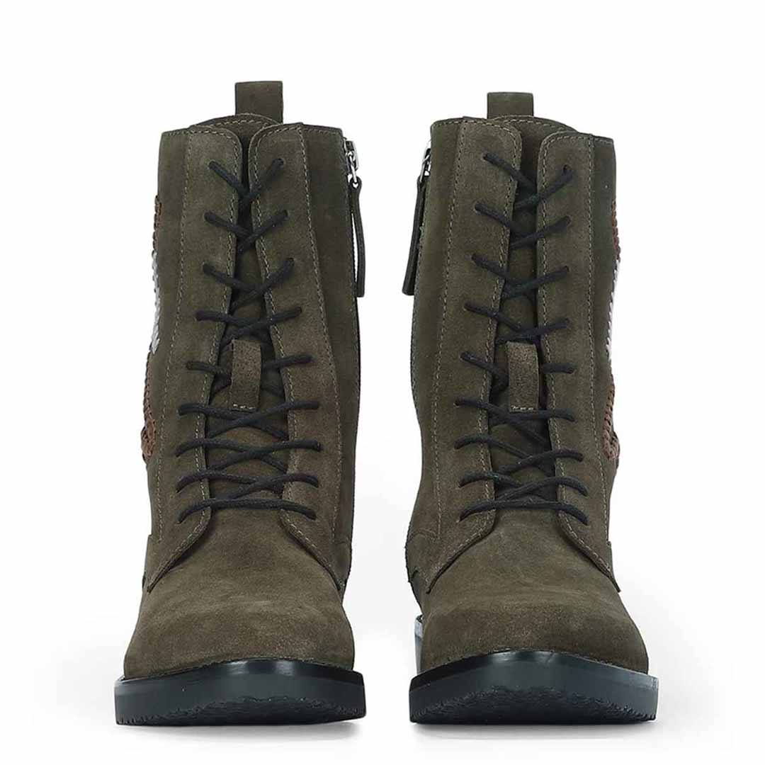 Siena Forest Green Suede Leather Ankle Boots - Image 5