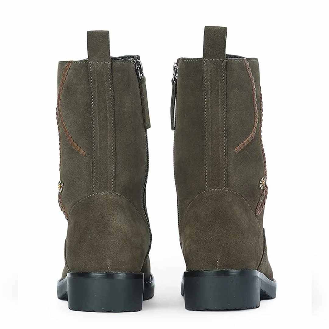 Siena Forest Green Suede Leather Ankle Boots - Image 6