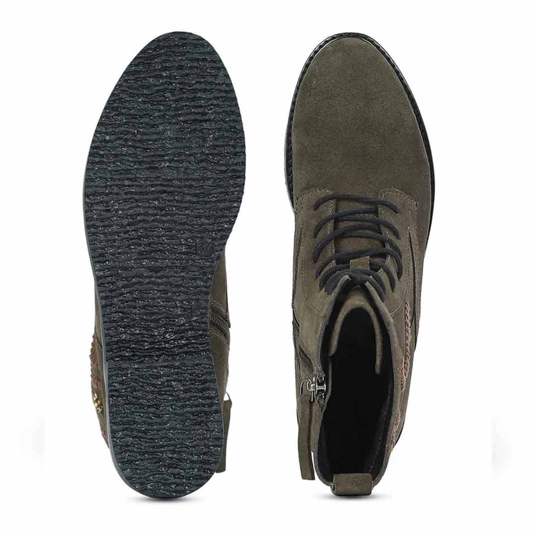 Siena Forest Green Suede Leather Ankle Boots - Image 7
