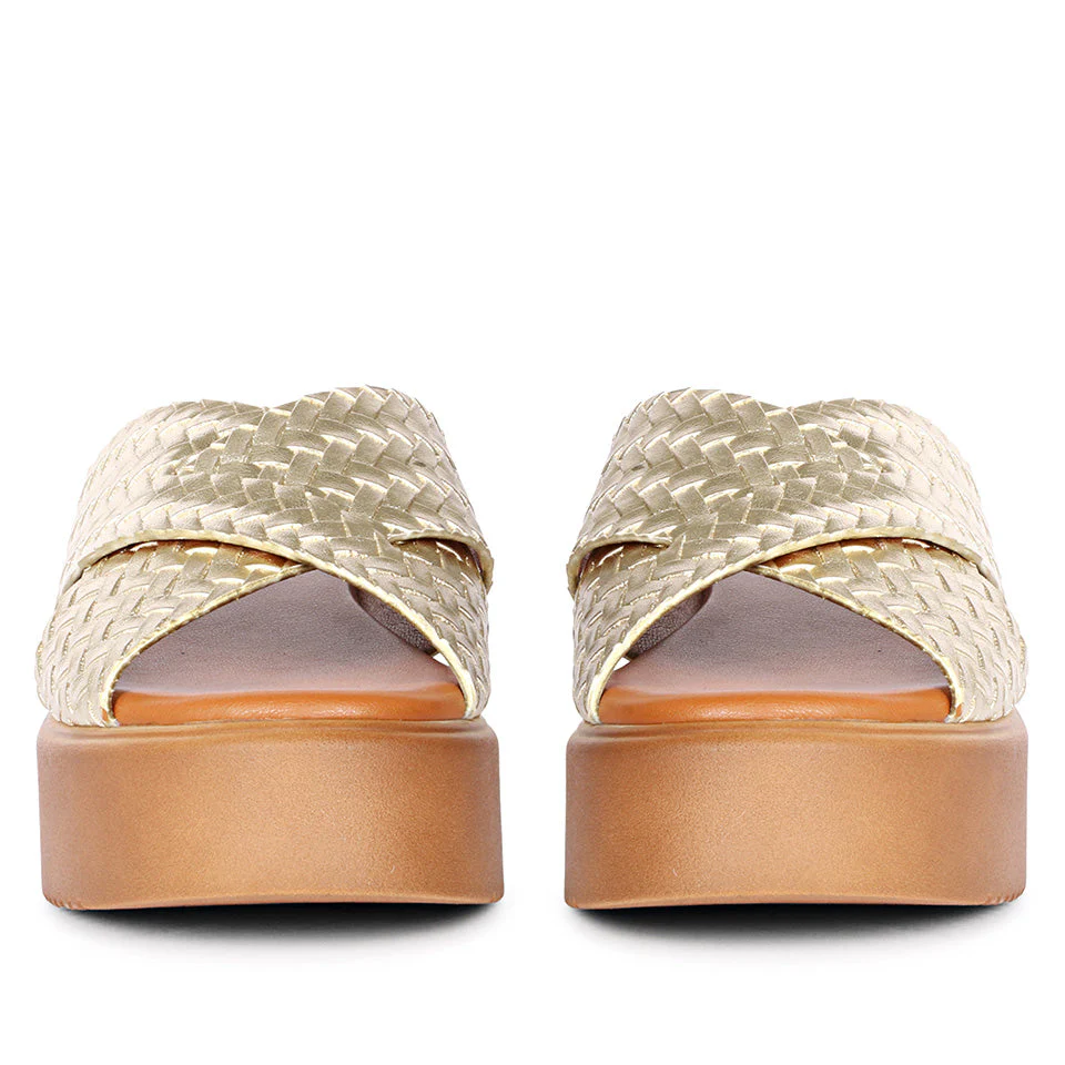 Faelyn Gold Platform Sandals - Image 4