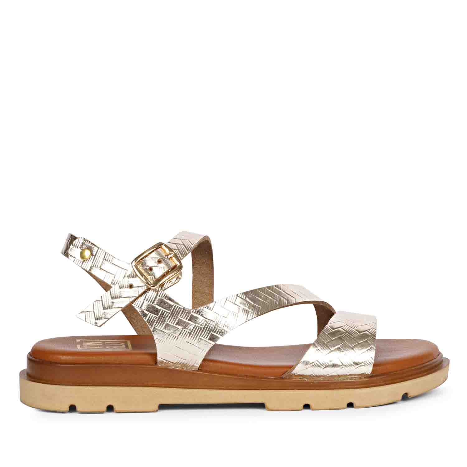 ViviBlu Gold Leather Flat Sandals