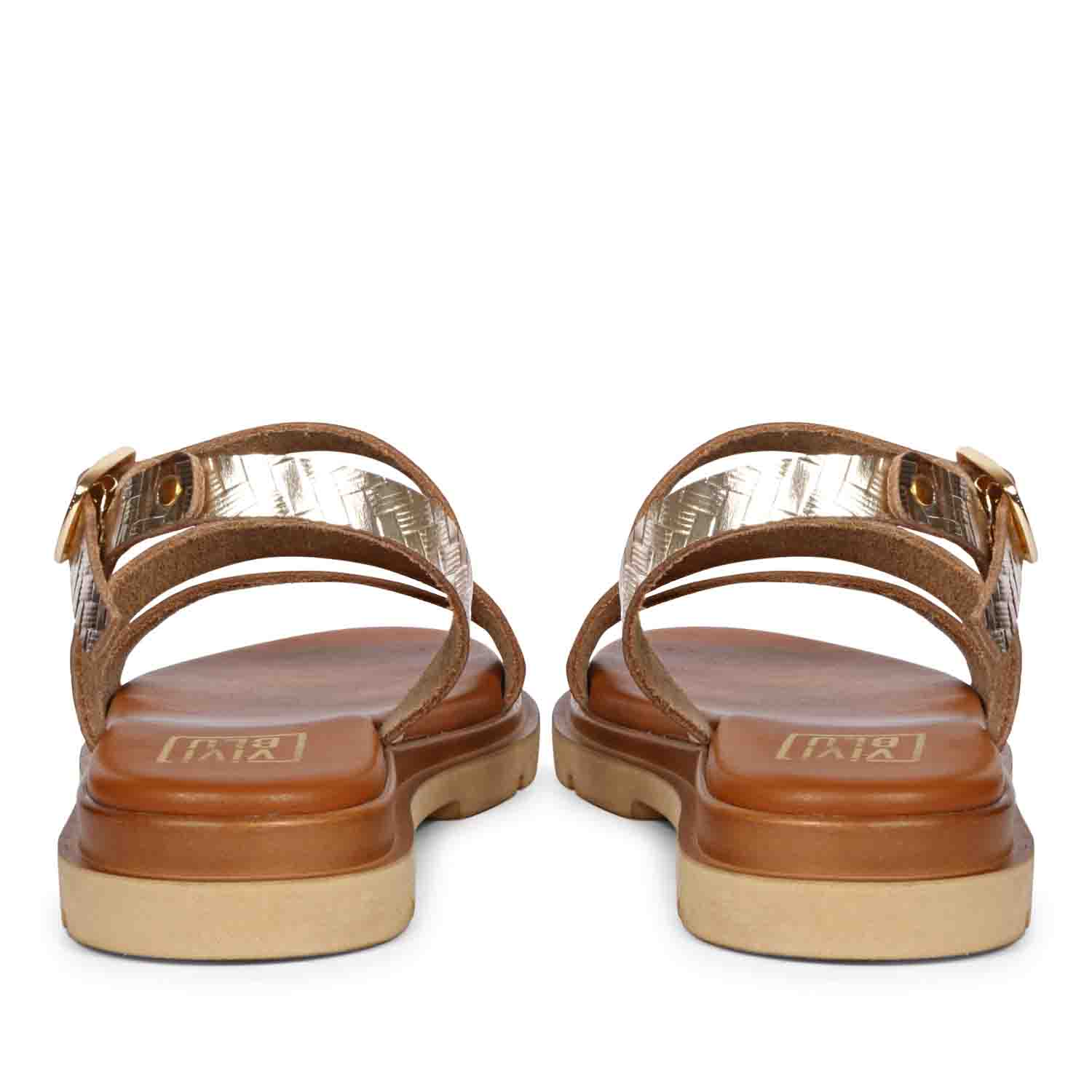 ViviBlu Gold Leather Flat Sandals - Image 6