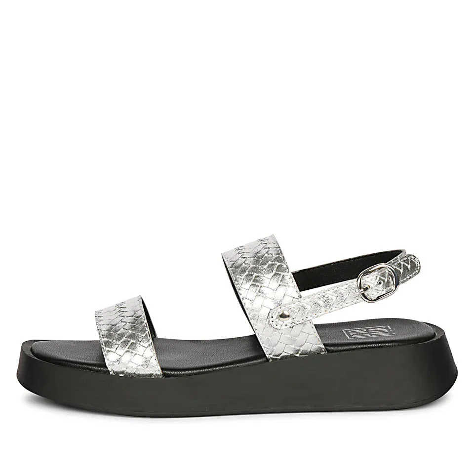 Genisa Silver Leather Flat Sandals - Image 3