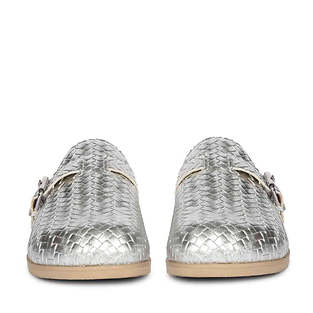 ViviBlu Silver Leather Mules - Image 3