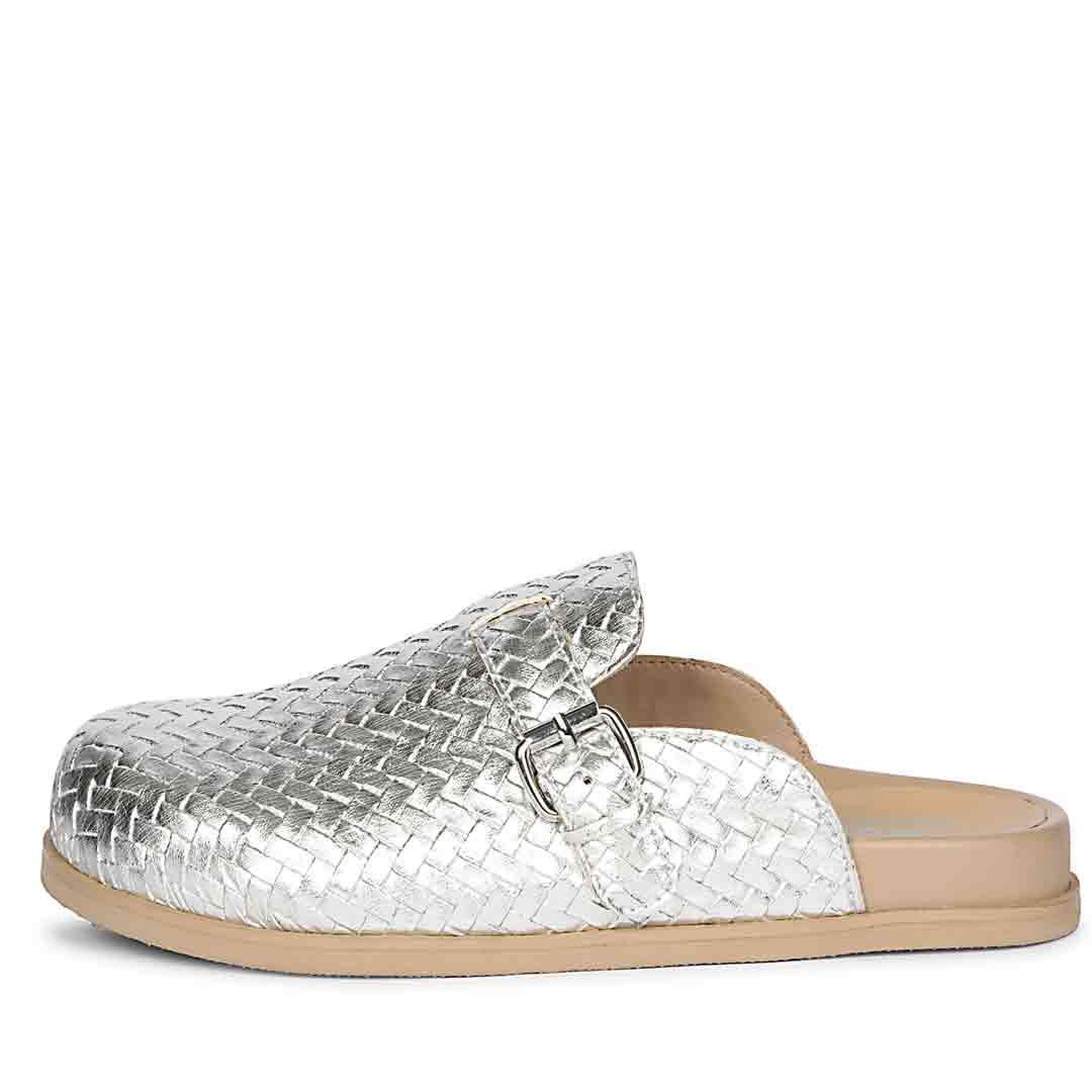 ViviBlu Silver Leather Mules - Image 4