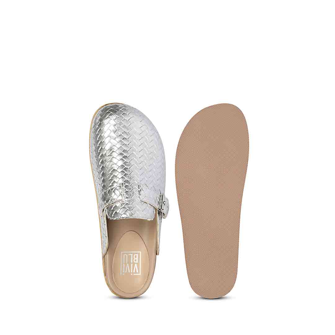 ViviBlu Silver Leather Mules - Image 6