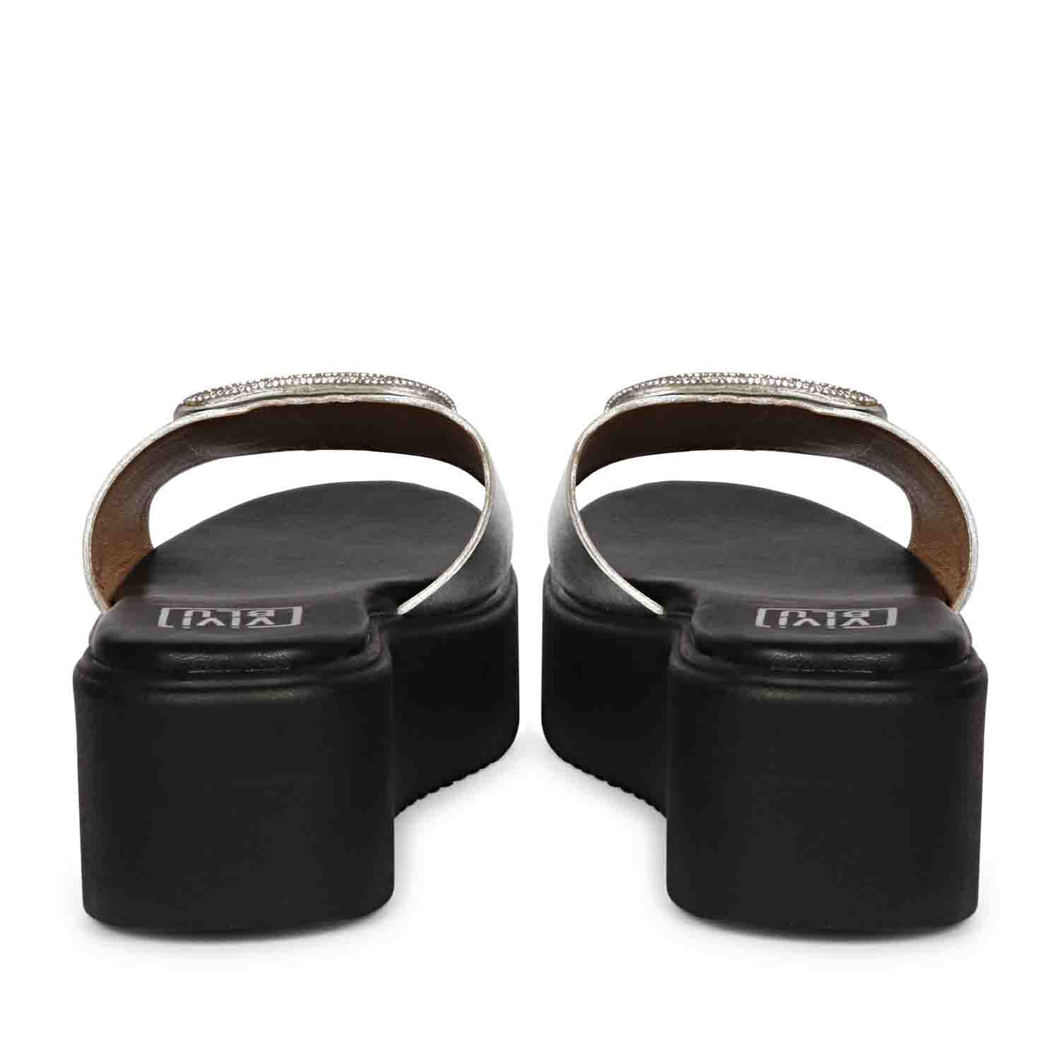 ViviBlu Silver Leather Platform Sandals - Image 5