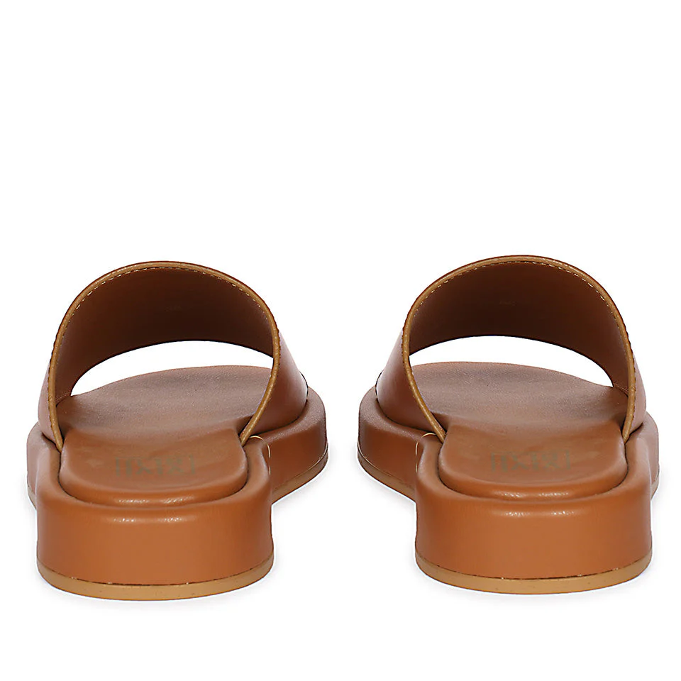 Zelora Tan Leather Flat Sandals - Image 6