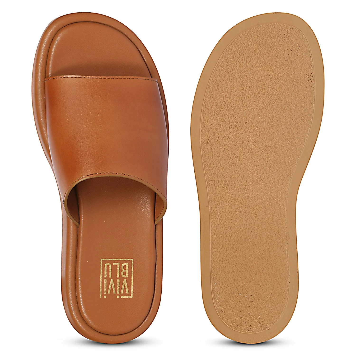 Zelora Tan Leather Flat Sandals - Image 7