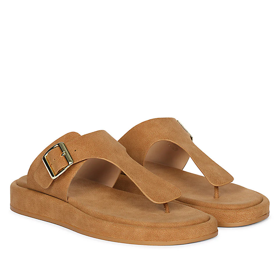 Lirica Tan Flat Sandals - Image 2