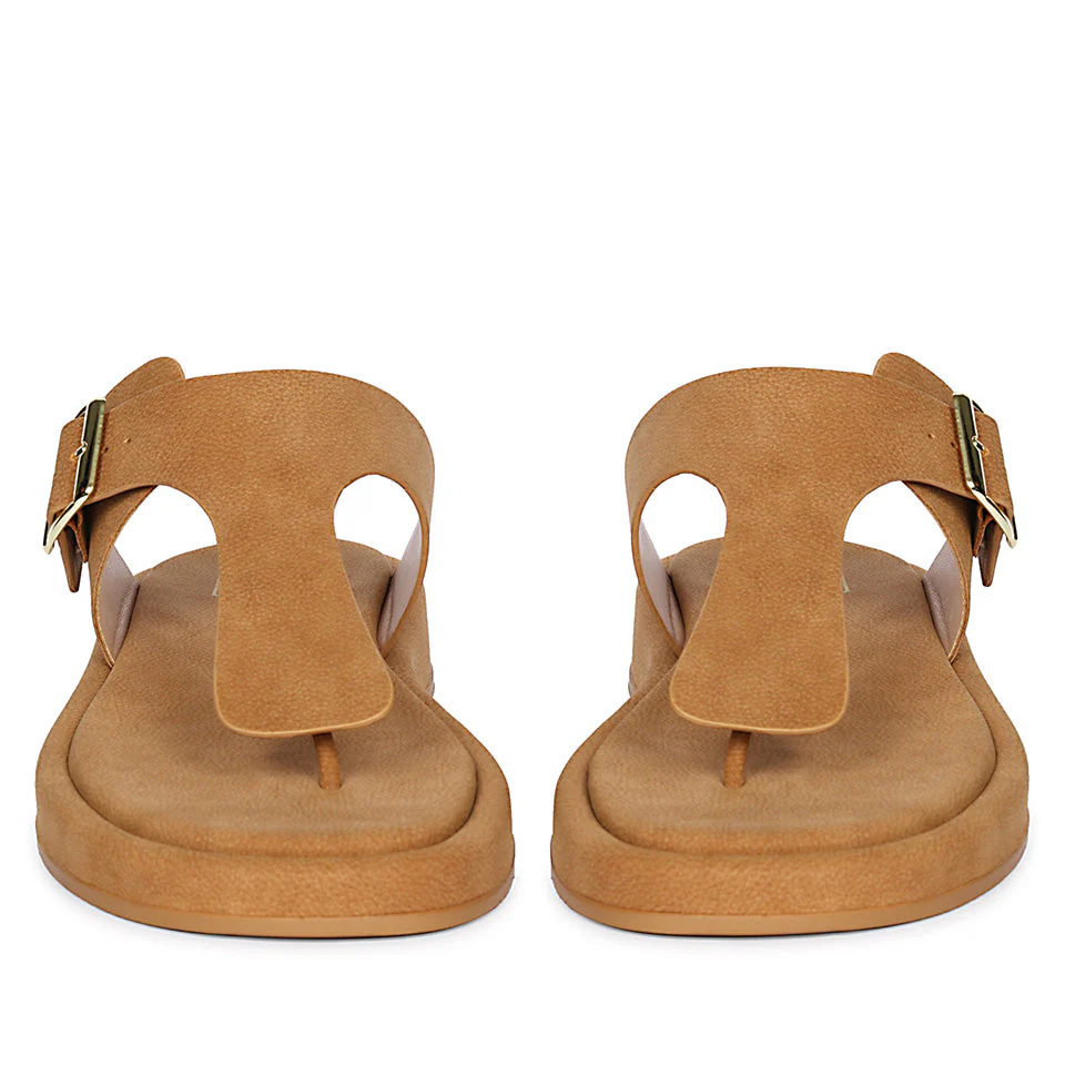 Lirica Tan Flat Sandals - Image 4