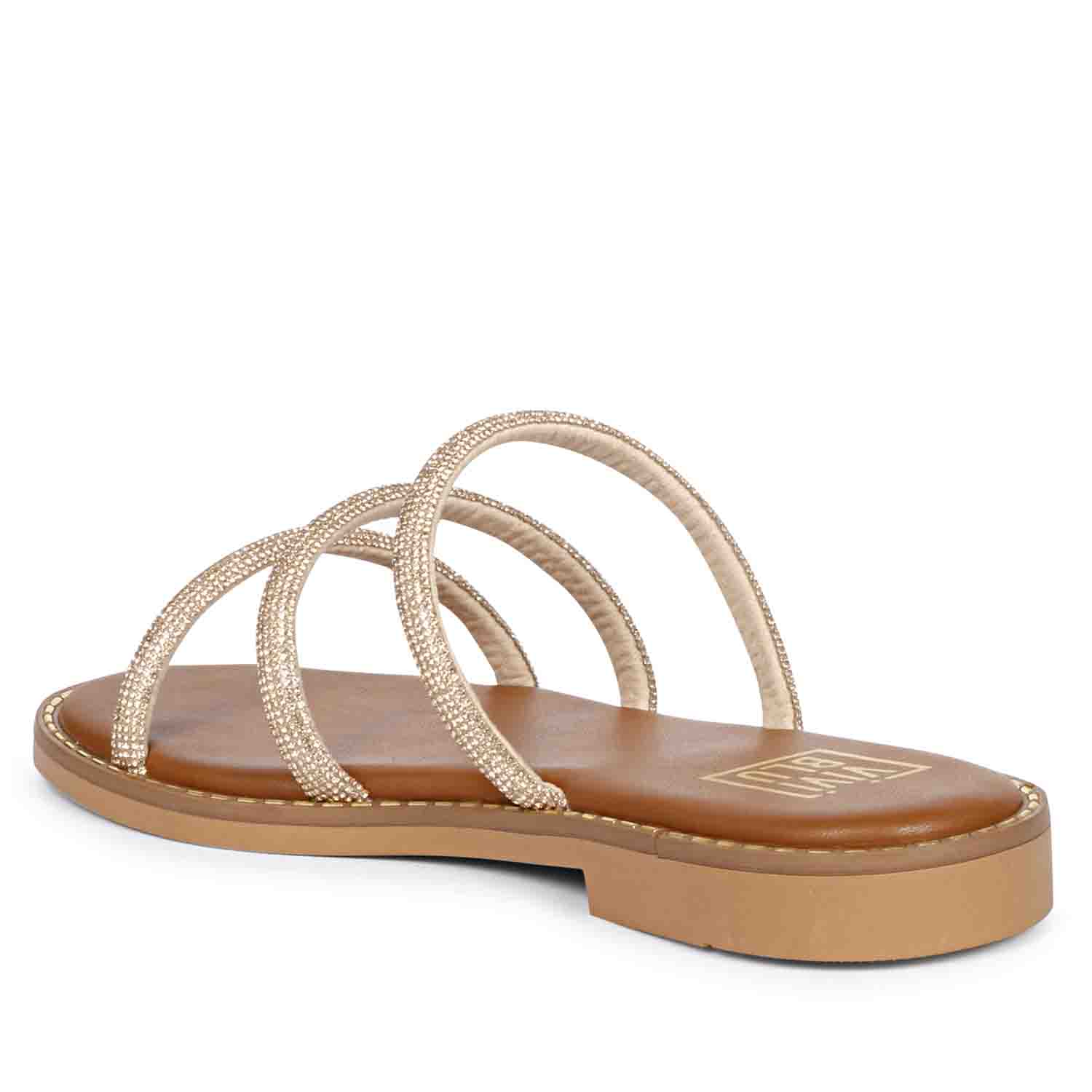 Cloe Crystal Cord Tan Flat Sandals - Image 10