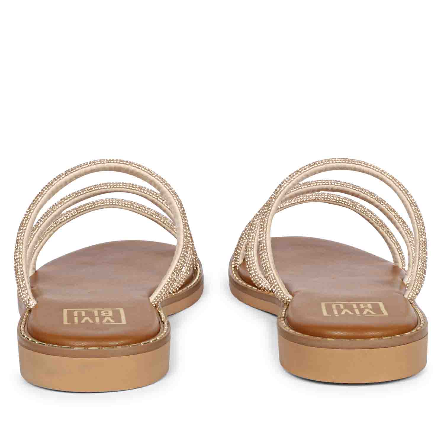 Cloe Crystal Cord Tan Flat Sandals - Image 6