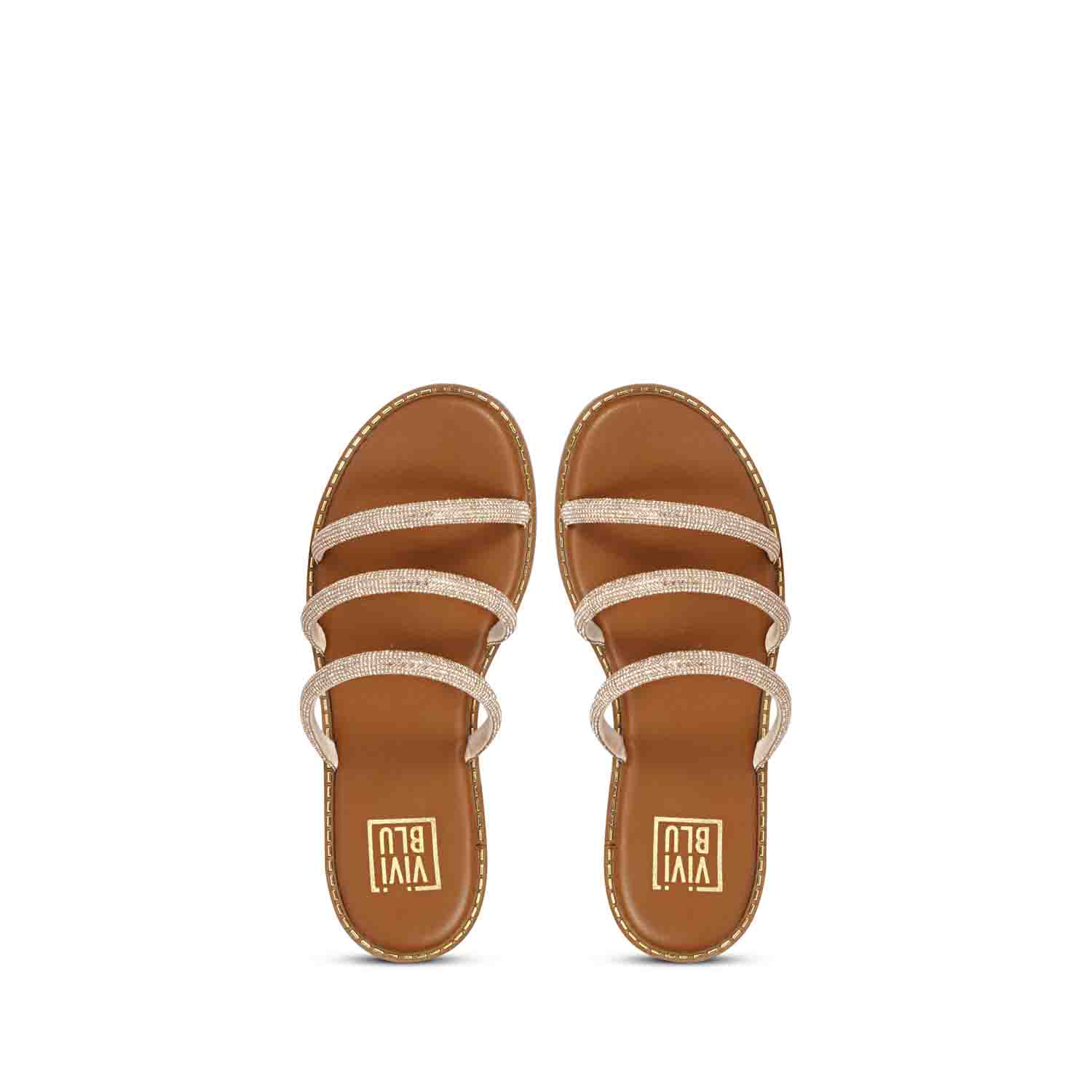 Cloe Crystal Cord Tan Flat Sandals - Image 7