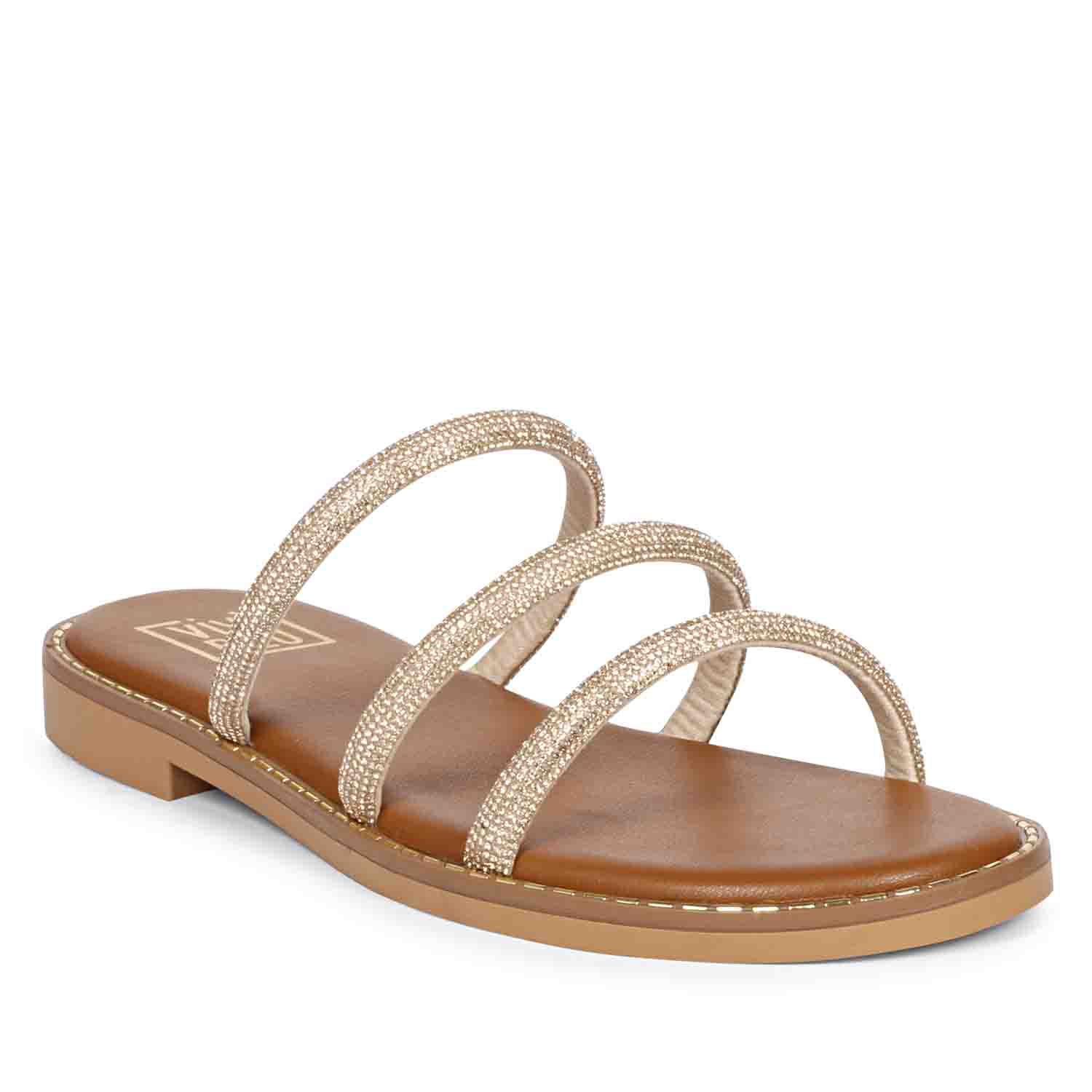 Cloe Crystal Cord Tan Flat Sandals - Image 8