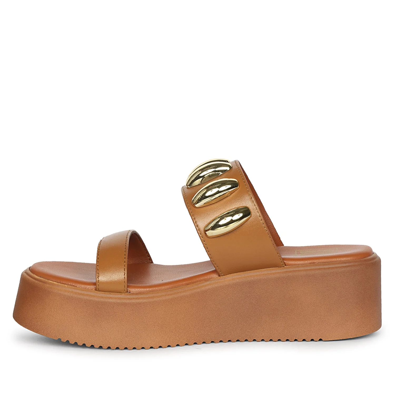 Elowen Tan Leather Paltform Sandals - Image 3