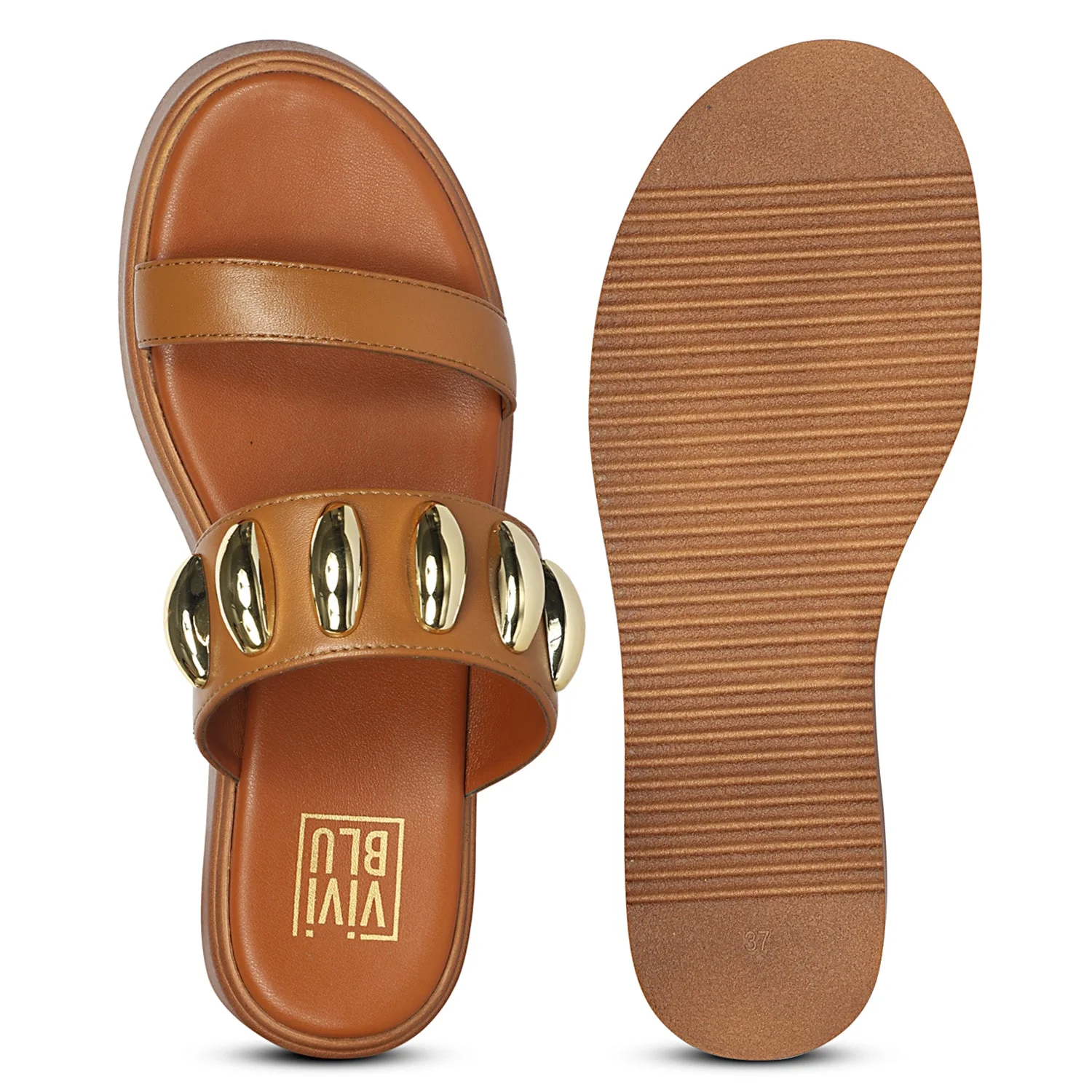 Elowen Tan Leather Paltform Sandals - Image 6