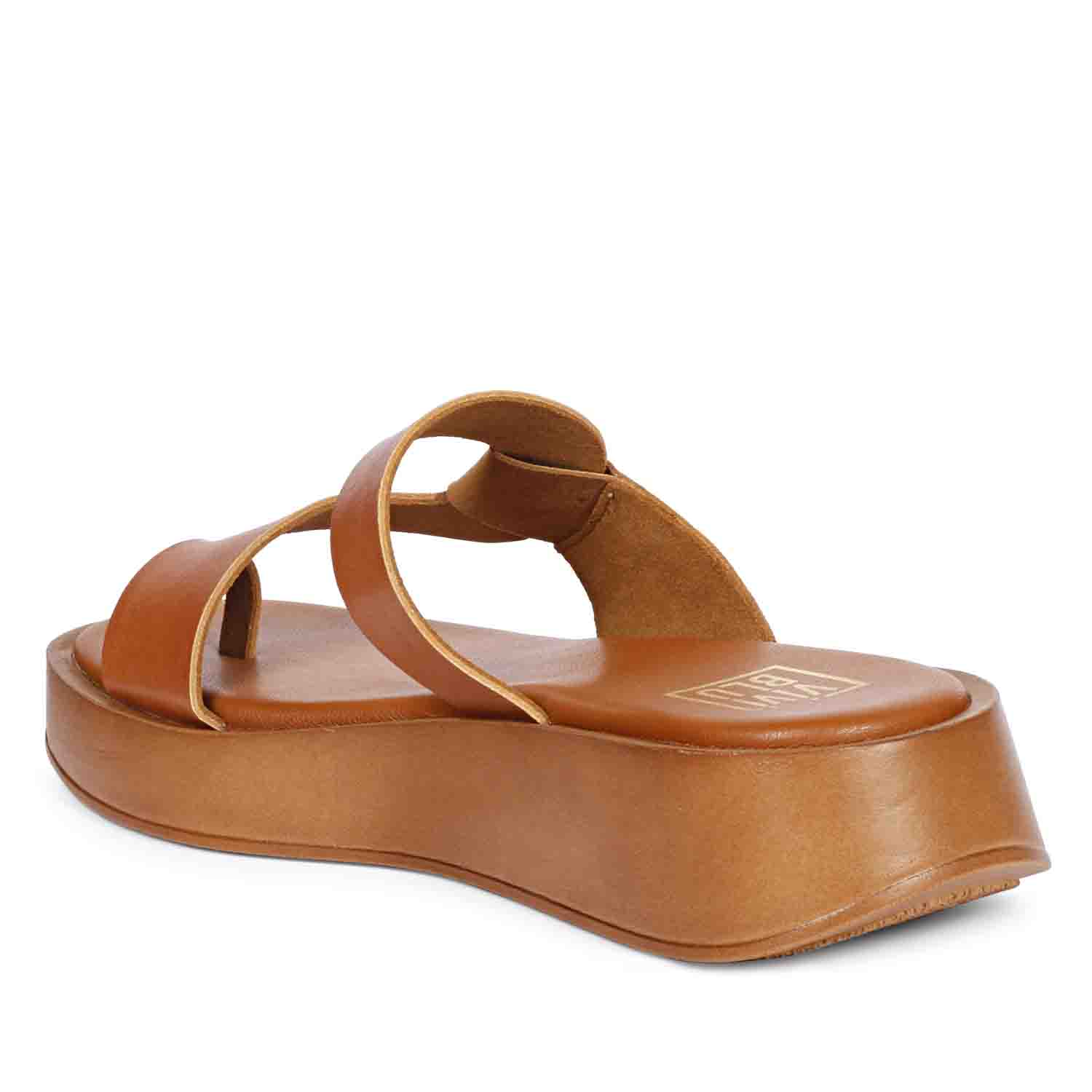 ViviBlu Tan Leather Platform Sandals - Image 10