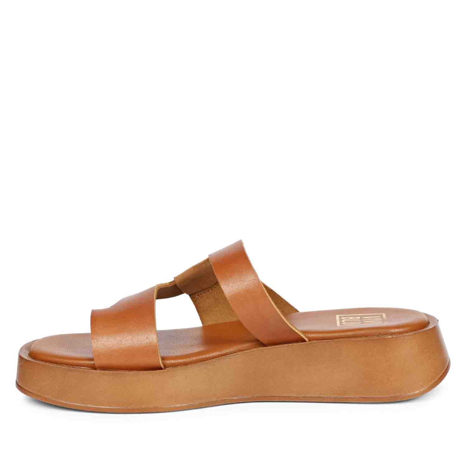 ViviBlu Tan Leather Platform Sandals - Image 5