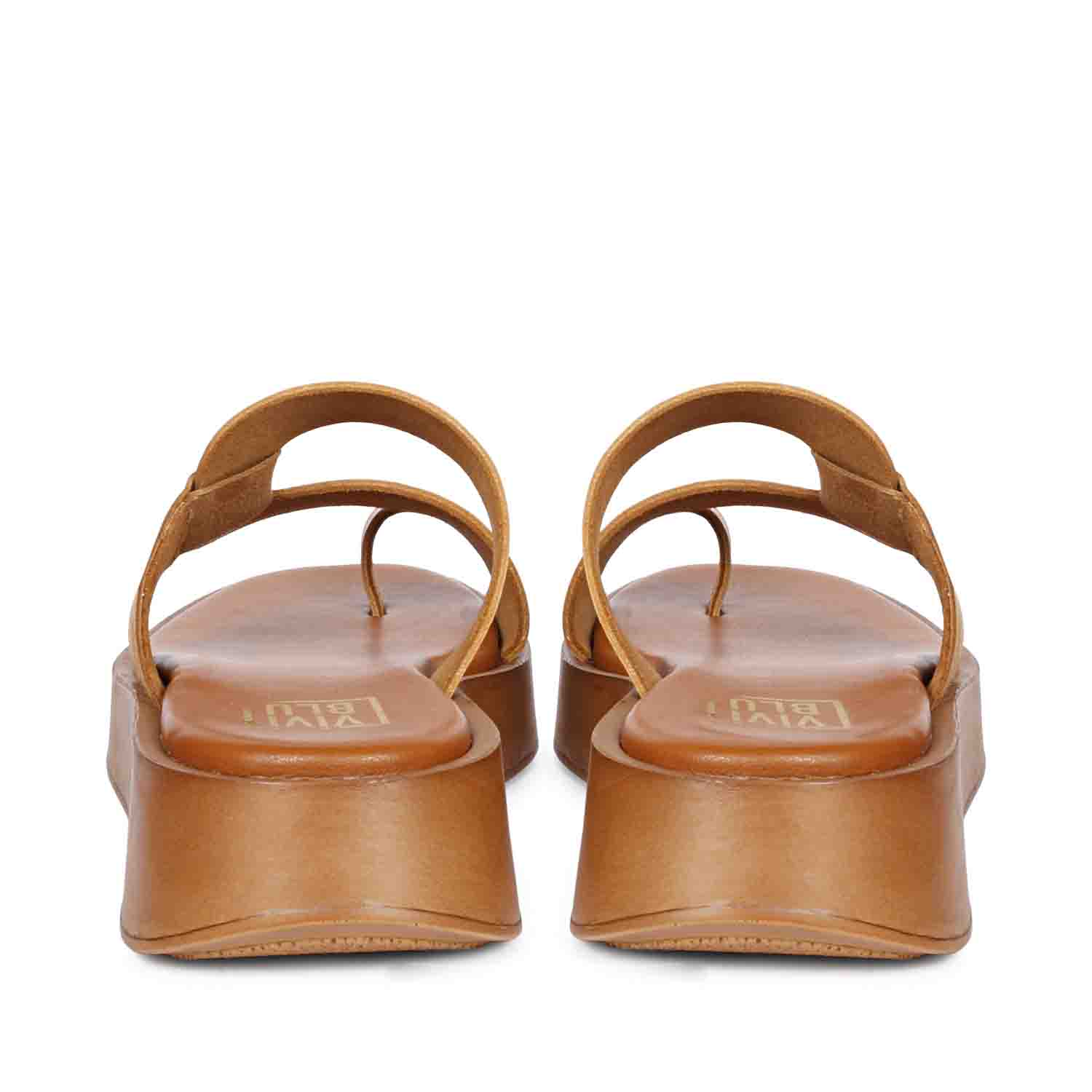 ViviBlu Tan Leather Platform Sandals - Image 6