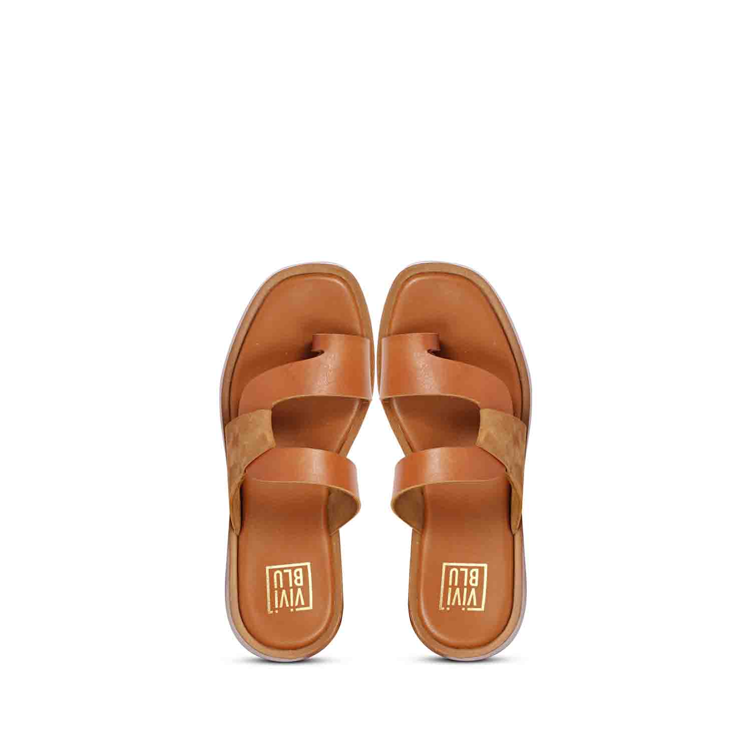 ViviBlu Tan Leather Platform Sandals - Image 7