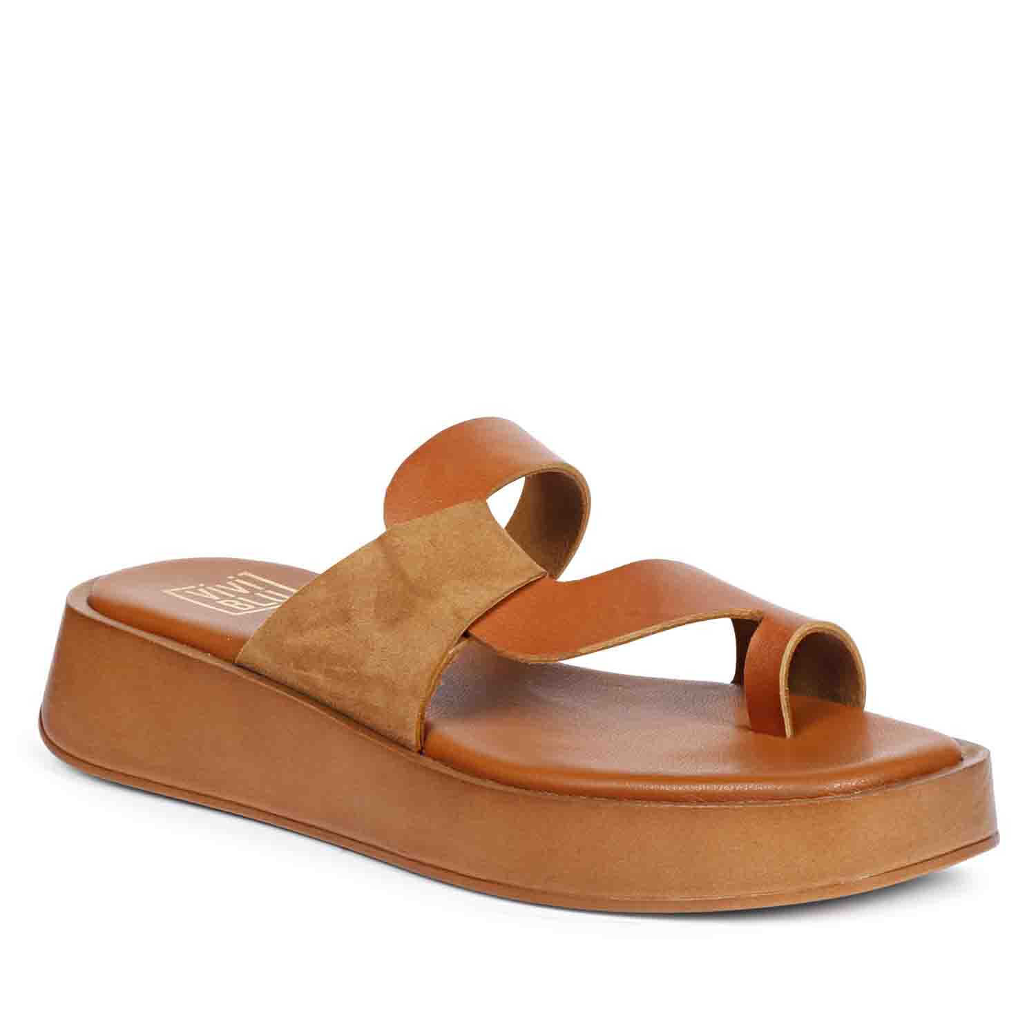 ViviBlu Tan Leather Platform Sandals - Image 8