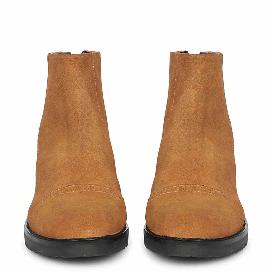 Giada Tan Suede Ankle Boots - Image 4