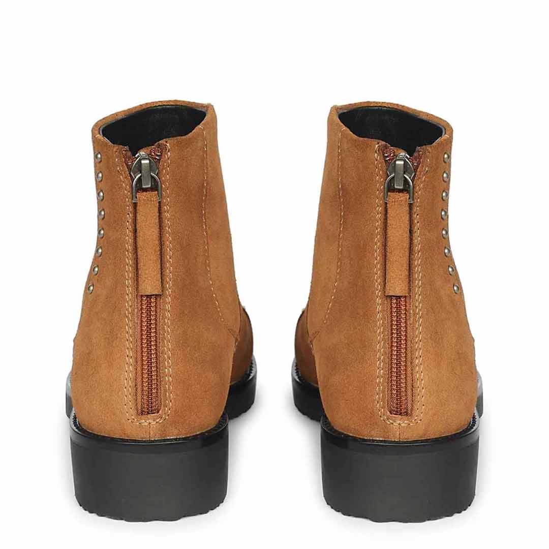 Giada Tan Suede Ankle Boots - Image 5