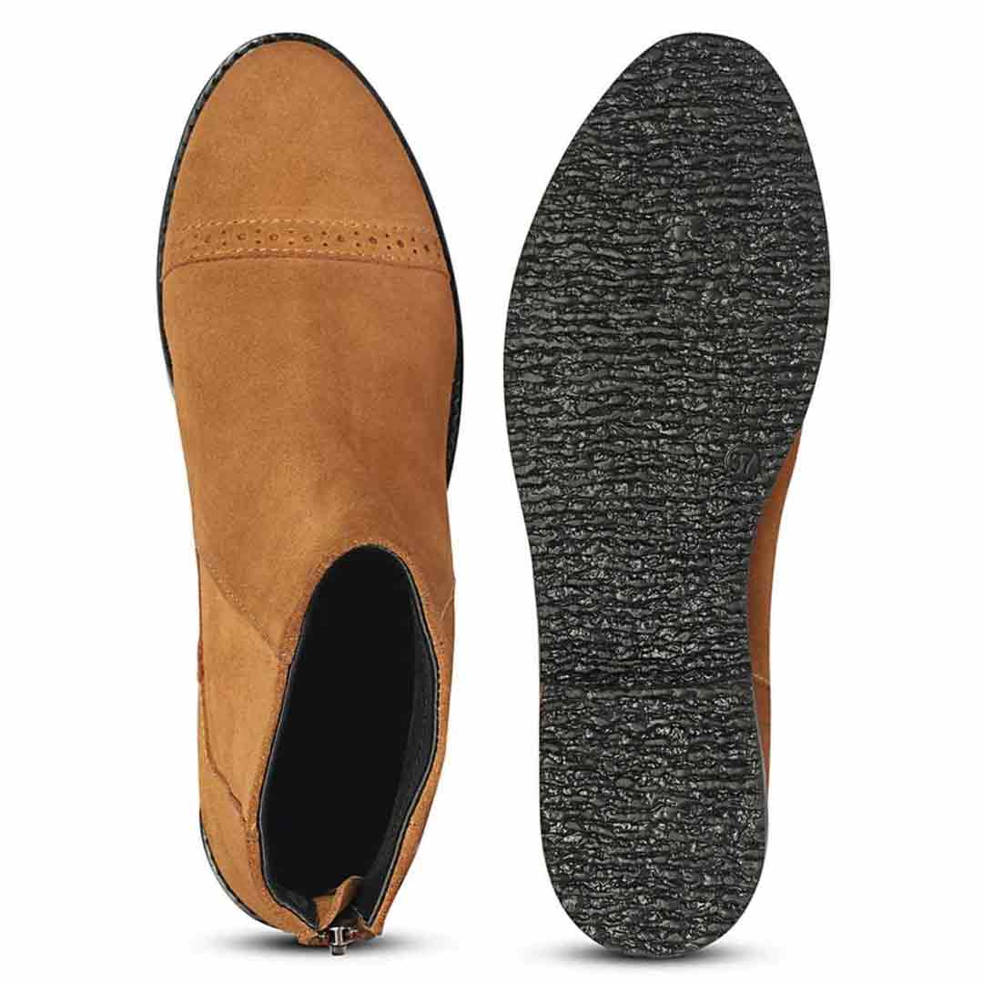 Giada Tan Suede Ankle Boots - Image 6